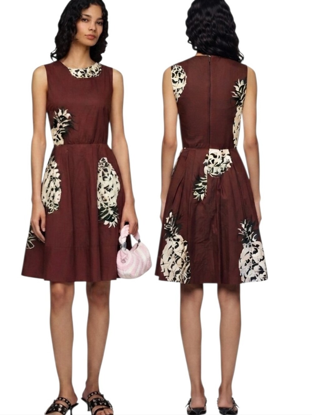 MSGM Fit & Flare Cotton Pineapple Dress -Size S